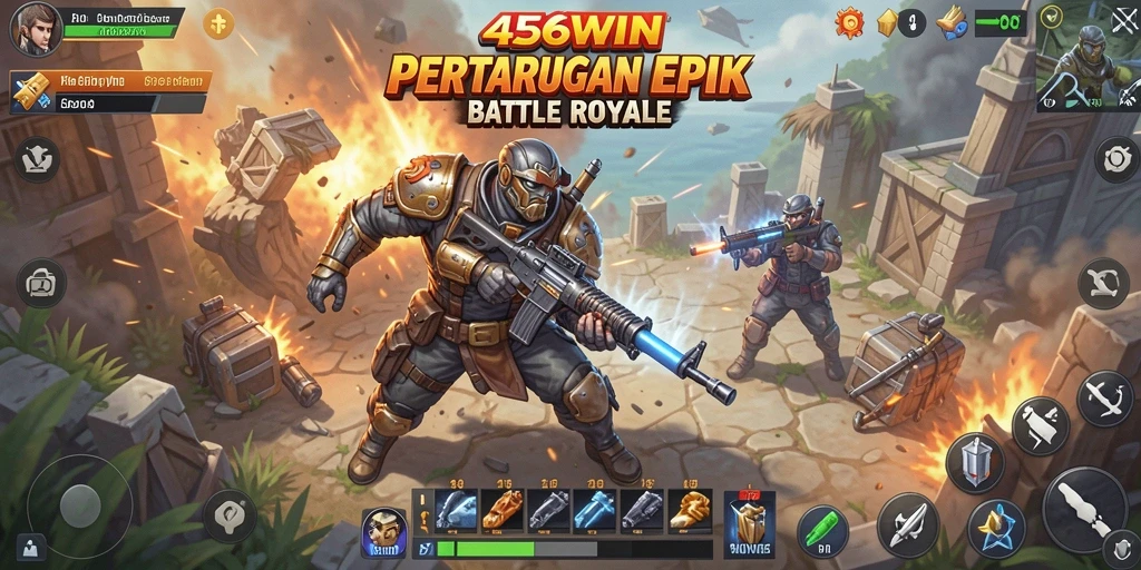 Tangkapan layar utama 456WIN yang menunjukkan aksi Battle Royale yang mendebarkan.