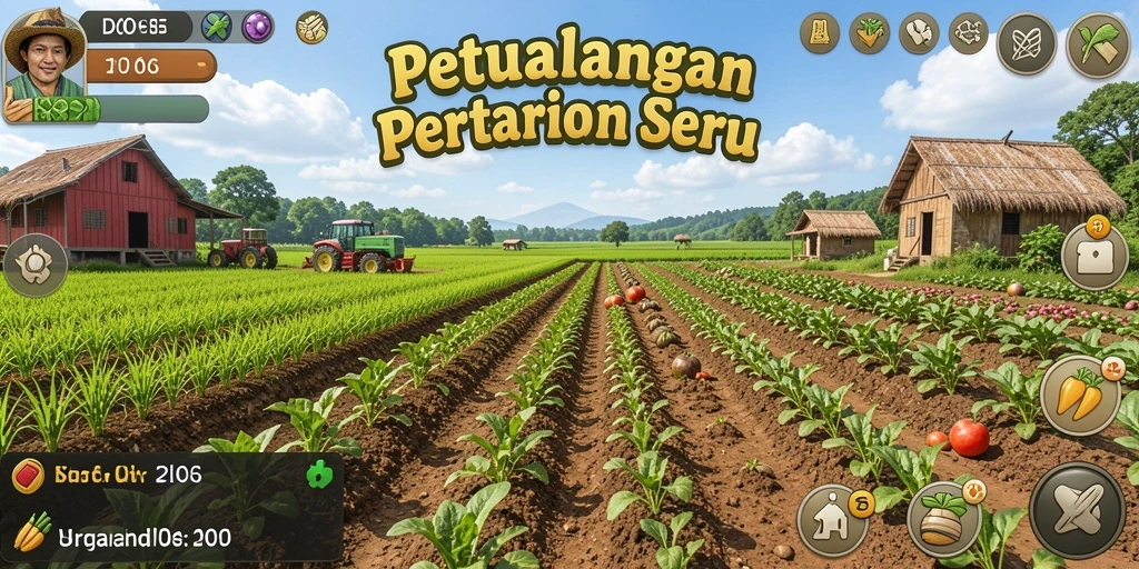 Tangkapan layar permainan D06 menunjukkan aktivitas bertani yang seru dan interaktif.