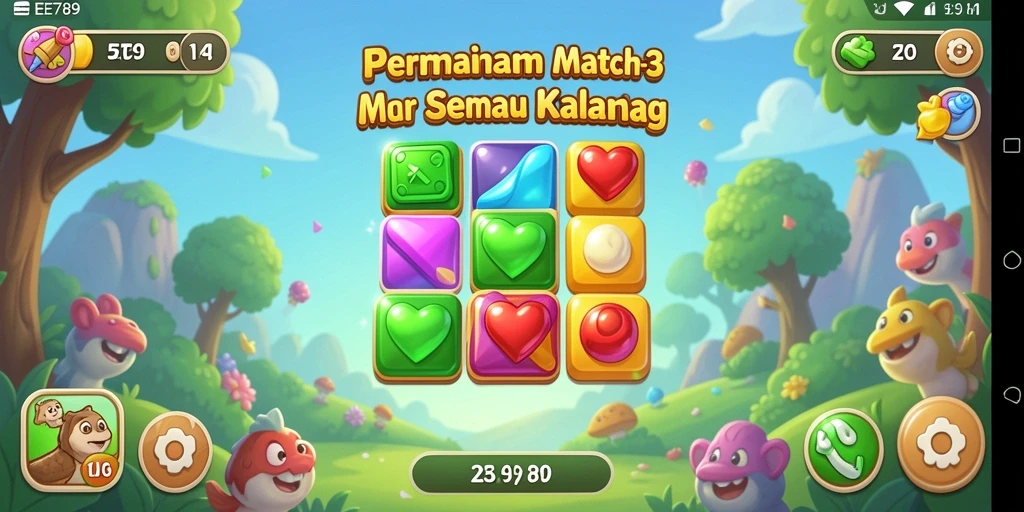 Tampilan menarik dari gameplay seru EE789, game Match-3 yang adiktif.