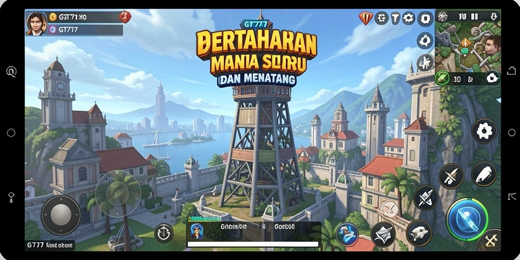 Screenshot GT777 menunjukkan intense gameplay Tower Defense dengan strategi menara yang menarik.