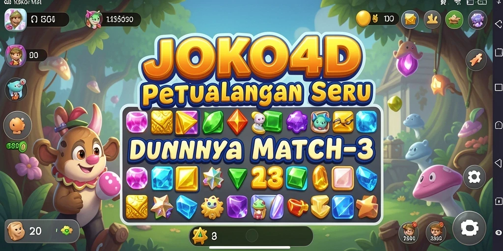 Screenshot utama JOKO4D menampilkan serunya gameplay Match-3 yang menantang.