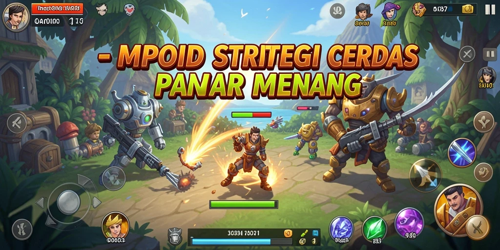 Screenshot gameplay MPOID yang menunjukkan strategi pertempuran