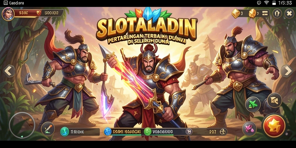 Screenshot gameplay SLOTALADIN dengan pertarungan seru.