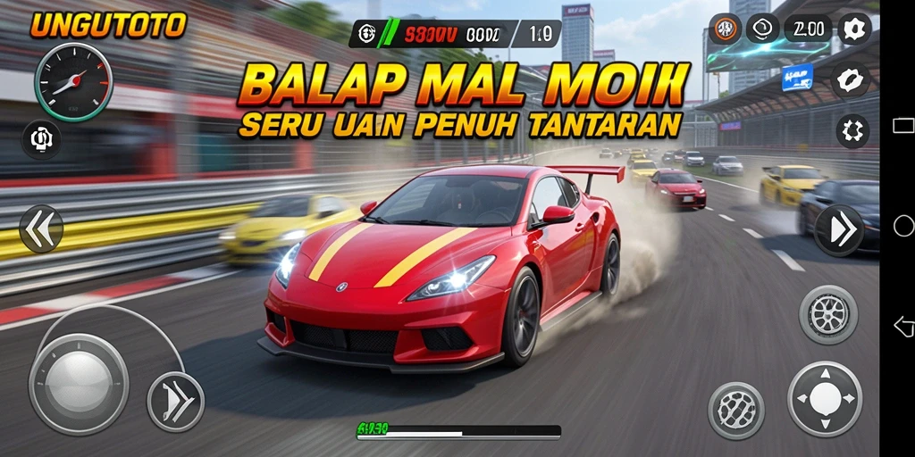 Screenshoot gameplay UNGUTOTO menampilkan aksi balap yang mendebarkan.